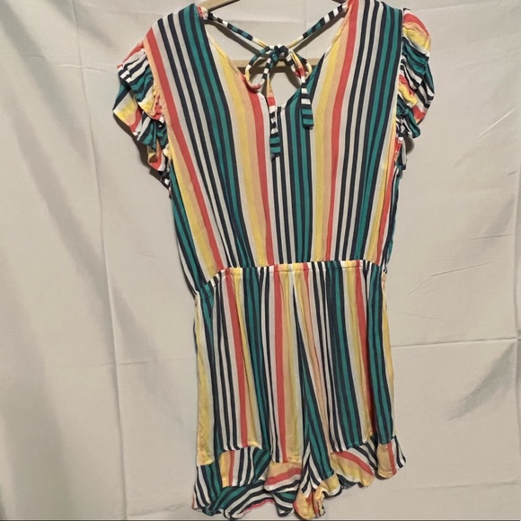L Ruffles &  Candy Stripes Challis Romper - Picture 9 of 12